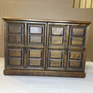 Large Wooden Chest‎ Jewelry Box, Swing Open Doors, 6 Drawers, Mele Japan Carved